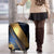 Angry Bowling Ball and Pins Luggage Cover with Blue and Gold Metallic Stripe Graphic Design - Wonder Print Shop