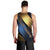 Angry Bowling Ball and Pins Men Tank Top with Blue and Gold Metallic Stripe Graphic Design - Wonder Print Shop