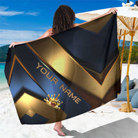 Angry Bowling Ball and Pins Sarong with Blue and Gold Metallic Stripe Graphic Design - Wonder Print Shop