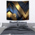 Angry Bowling Ball and Pins Tapestry with Blue and Gold Metallic Stripe Graphic Design - Wonder Print Shop