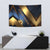 Angry Bowling Ball and Pins Tapestry with Blue and Gold Metallic Stripe Graphic Design - Wonder Print Shop