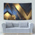 Angry Bowling Ball and Pins Tapestry with Blue and Gold Metallic Stripe Graphic Design - Wonder Print Shop