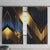 Angry Bowling Ball and Pins Window Curtain with Blue and Gold Metallic Stripe Graphic Design - Wonder Print Shop