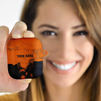 Flying Eagle Carrying Bowling Ball AirPods Case with Grunge Orange and Black Splatter Design - Wonder Print Shop