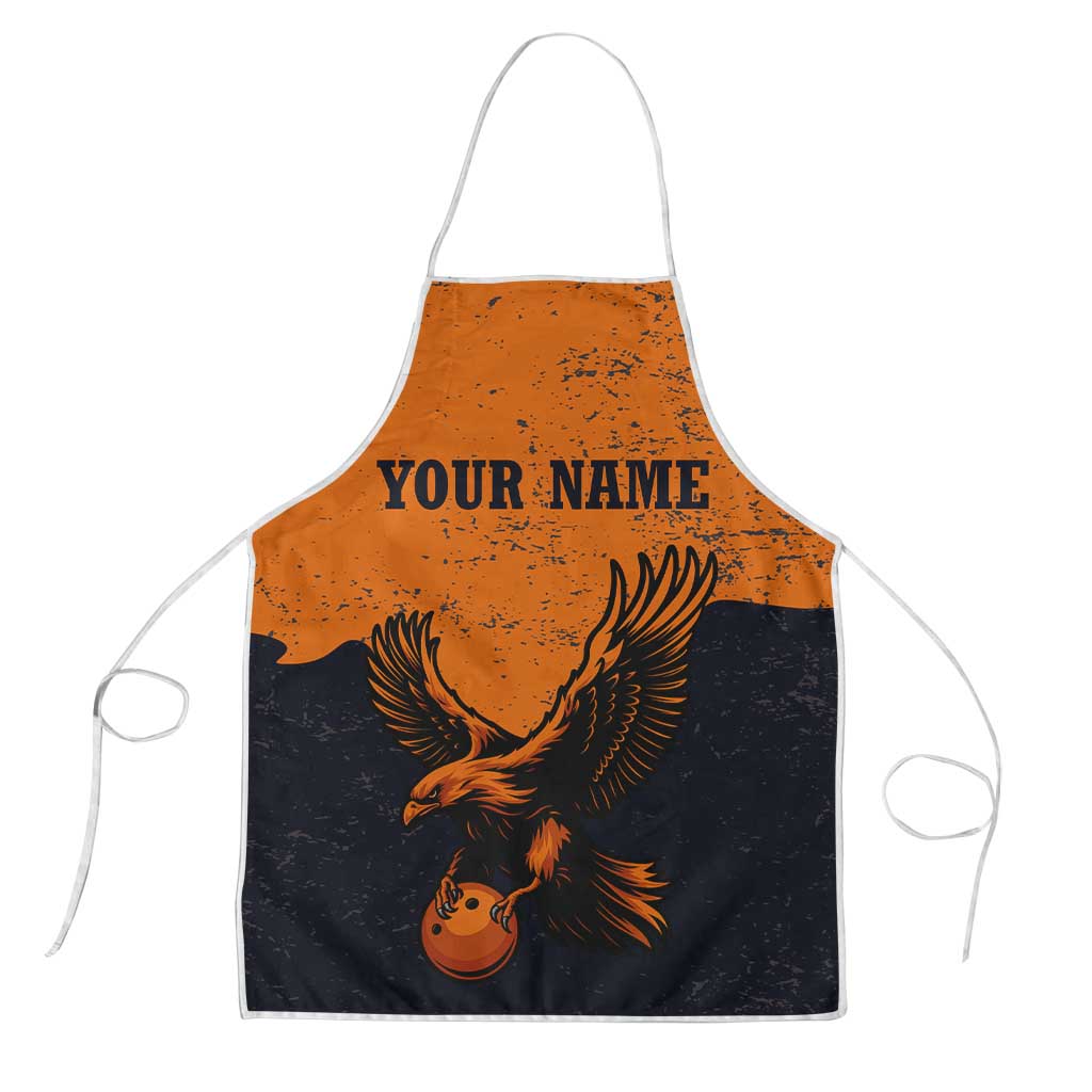 Flying Eagle Carrying Bowling Ball Apron with Grunge Orange and Black Splatter Design - Wonder Print Shop