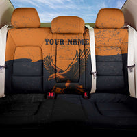 Flying Eagle Carrying Bowling Ball Back Car Seat Cover with Grunge Orange and Black Splatter Design - Wonder Print Shop
