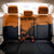 Flying Eagle Carrying Bowling Ball Back Car Seat Cover with Grunge Orange and Black Splatter Design - Wonder Print Shop