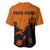 Flying Eagle Carrying Bowling Ball Baseball Jersey with Grunge Orange and Black Splatter Design - Wonder Print Shop