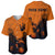 Flying Eagle Carrying Bowling Ball Baseball Jersey with Grunge Orange and Black Splatter Design - Wonder Print Shop