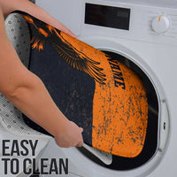 Flying Eagle Carrying Bowling Ball Bathroom Set with Grunge Orange and Black Splatter Design - Wonder Print Shop