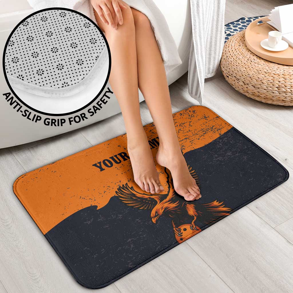 Flying Eagle Carrying Bowling Ball Bathroom Set with Grunge Orange and Black Splatter Design - Wonder Print Shop