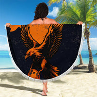 Flying Eagle Carrying Bowling Ball Beach Blanket with Grunge Orange and Black Splatter Design - Wonder Print Shop