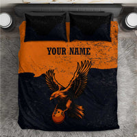 Flying Eagle Carrying Bowling Ball Bedding Set with Grunge Orange and Black Splatter Design - Wonder Print Shop