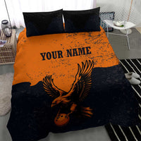 Flying Eagle Carrying Bowling Ball Bedding Set with Grunge Orange and Black Splatter Design - Wonder Print Shop