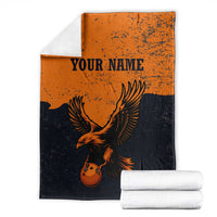 Flying Eagle Carrying Bowling Ball Blanket with Grunge Orange and Black Splatter Design - Wonder Print Shop
