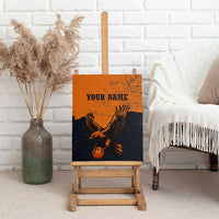Flying Eagle Carrying Bowling Ball Canvas Wall Art with Grunge Orange and Black Splatter Design - Wonder Print Shop