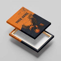 Flying Eagle Carrying Bowling Ball Canvas Wall Art with Grunge Orange and Black Splatter Design - Wonder Print Shop