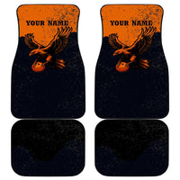 Flying Eagle Carrying Bowling Ball Car Mats with Grunge Orange and Black Splatter Design - Wonder Print Shop