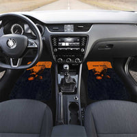 Flying Eagle Carrying Bowling Ball Car Mats with Grunge Orange and Black Splatter Design - Wonder Print Shop
