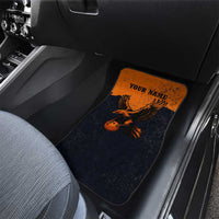 Flying Eagle Carrying Bowling Ball Car Mats with Grunge Orange and Black Splatter Design - Wonder Print Shop