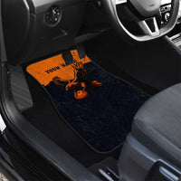 Flying Eagle Carrying Bowling Ball Car Mats with Grunge Orange and Black Splatter Design - Wonder Print Shop