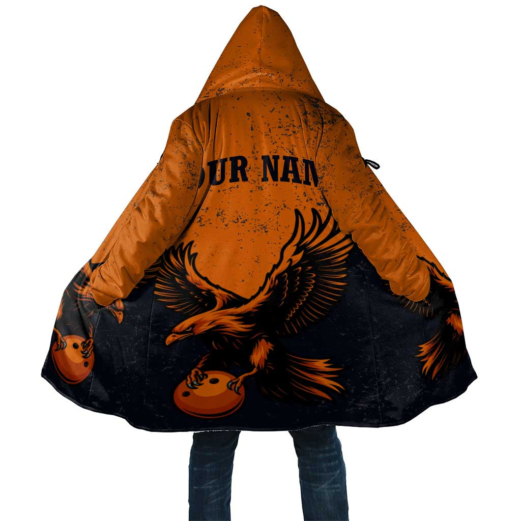 Flying Eagle Carrying Bowling Ball Cloak with Grunge Orange and Black Splatter Design - Wonder Print Shop