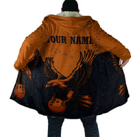 Flying Eagle Carrying Bowling Ball Cloak with Grunge Orange and Black Splatter Design - Wonder Print Shop