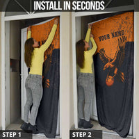 Flying Eagle Carrying Bowling Ball Door Cover with Grunge Orange and Black Splatter Design - Wonder Print Shop