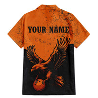 Flying Eagle Carrying Bowling Ball Family Matching Mermaid Dress and Hawaiian Shirt with Grunge Orange and Black Splatter Design - Wonder Print Shop