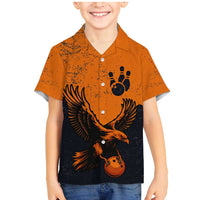 Flying Eagle Carrying Bowling Ball Family Matching Mermaid Dress and Hawaiian Shirt with Grunge Orange and Black Splatter Design - Wonder Print Shop