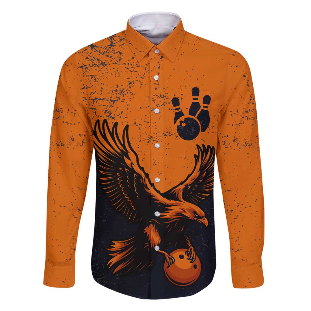 Flying Eagle Carrying Bowling Ball Family Matching Short Sleeve Bodycon Dress and Hawaiian Shirt with Grunge Orange and Black Splatter Design - Wonder Print Shop