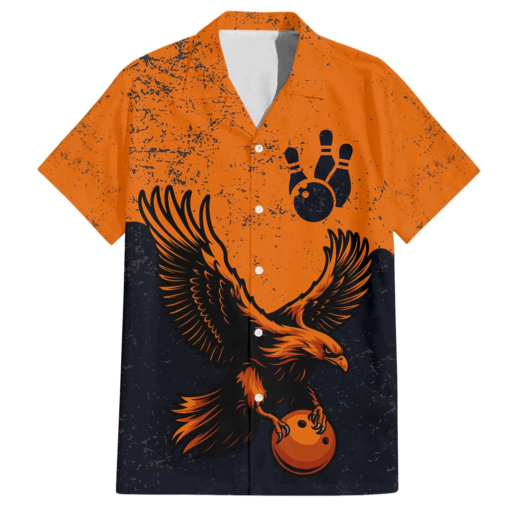 Flying Eagle Carrying Bowling Ball Family Matching Summer Maxi Dress and Hawaiian Shirt with Grunge Orange and Black Splatter Design - Wonder Print Shop