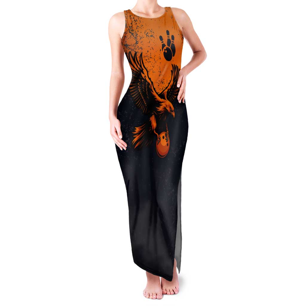 Flying Eagle Carrying Bowling Ball Family Matching Tank Maxi Dress and Hawaiian Shirt with Grunge Orange and Black Splatter Design - Wonder Print Shop