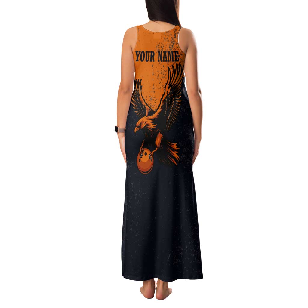 Flying Eagle Carrying Bowling Ball Family Matching Tank Maxi Dress and Hawaiian Shirt with Grunge Orange and Black Splatter Design - Wonder Print Shop
