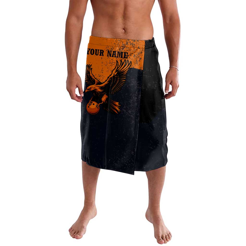 Flying Eagle Carrying Bowling Ball Lavalava with Grunge Orange and Black Splatter Design - Wonder Print Shop
