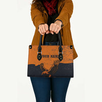 Flying Eagle Carrying Bowling Ball Leather Bag with Grunge Orange and Black Splatter Design - Wonder Print Shop