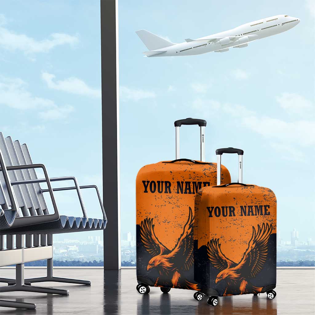 Flying Eagle Carrying Bowling Ball Luggage Cover with Grunge Orange and Black Splatter Design - Wonder Print Shop