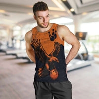 Flying Eagle Carrying Bowling Ball Men Tank Top with Grunge Orange and Black Splatter Design - Wonder Print Shop