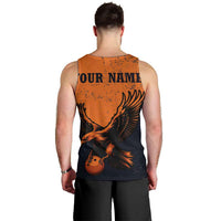 Flying Eagle Carrying Bowling Ball Men Tank Top with Grunge Orange and Black Splatter Design - Wonder Print Shop