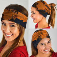 Flying Eagle Carrying Bowling Ball Neck Gaiter with Grunge Orange and Black Splatter Design - Wonder Print Shop