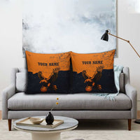 Flying Eagle Carrying Bowling Ball Pillow Cover with Grunge Orange and Black Splatter Design - Wonder Print Shop