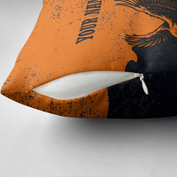 Flying Eagle Carrying Bowling Ball Pillow Cover with Grunge Orange and Black Splatter Design - Wonder Print Shop