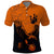 Flying Eagle Carrying Bowling Ball Polo Shirt with Grunge Orange and Black Splatter Design - Wonder Print Shop