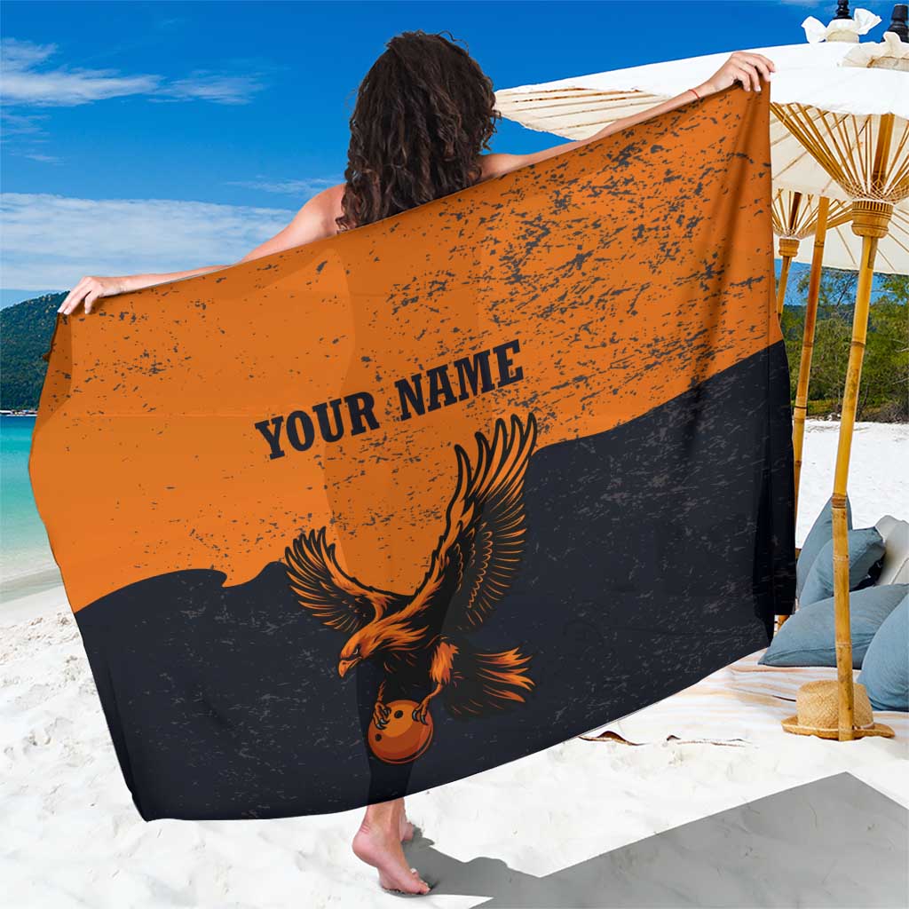 Flying Eagle Carrying Bowling Ball Sarong with Grunge Orange and Black Splatter Design - Wonder Print Shop