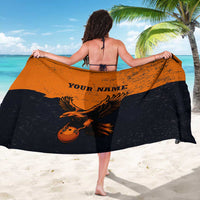 Flying Eagle Carrying Bowling Ball Sarong with Grunge Orange and Black Splatter Design - Wonder Print Shop