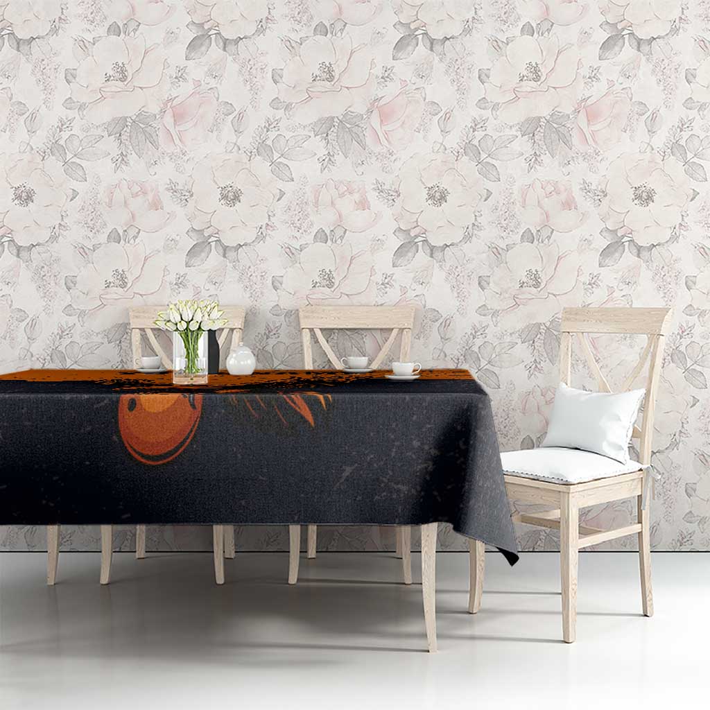 Flying Eagle Carrying Bowling Ball Tablecloth with Grunge Orange and Black Splatter Design - Wonder Print Shop