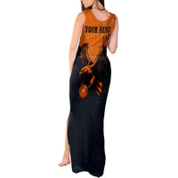 Flying Eagle Carrying Bowling Ball Tank Maxi Dress with Grunge Orange and Black Splatter Design - Wonder Print Shop