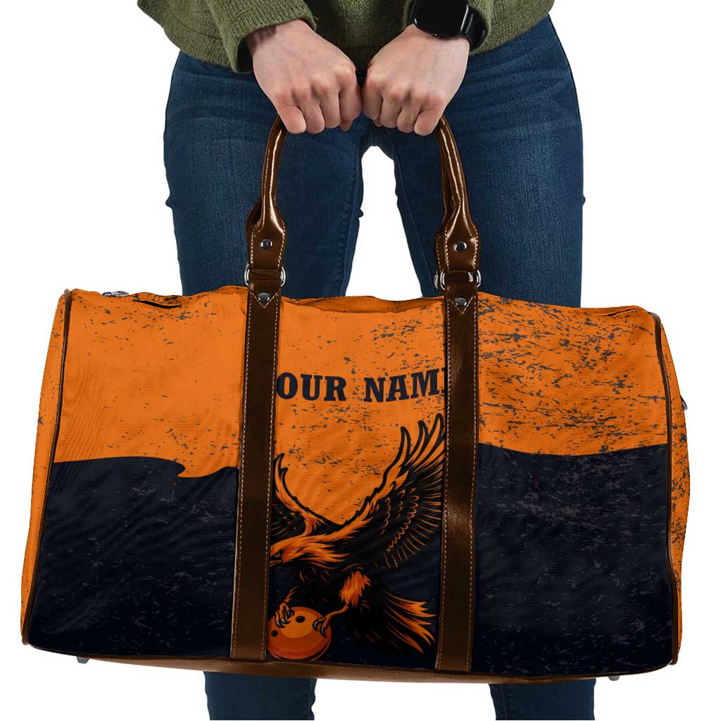 Flying Eagle Carrying Bowling Ball Travel Bag with Grunge Orange and Black Splatter Design - Wonder Print Shop