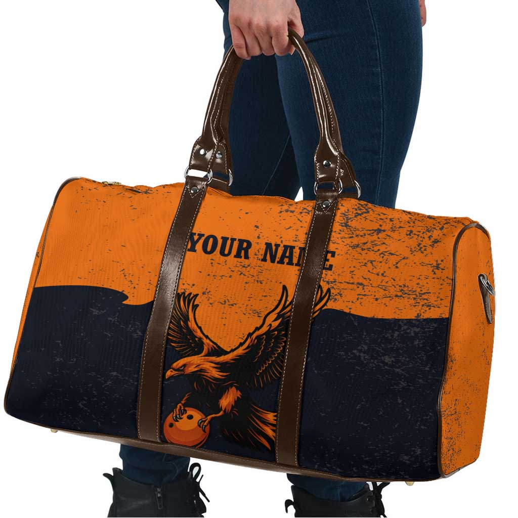 Flying Eagle Carrying Bowling Ball Travel Bag with Grunge Orange and Black Splatter Design - Wonder Print Shop