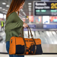 Flying Eagle Carrying Bowling Ball Travel Bag with Grunge Orange and Black Splatter Design - Wonder Print Shop